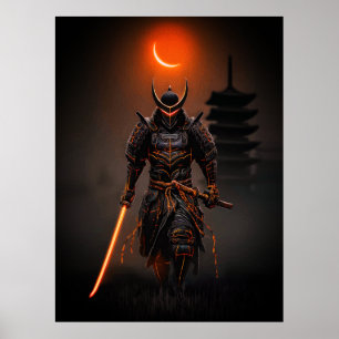Cyberpunk-Samurai Futuristischer Krieger Poster