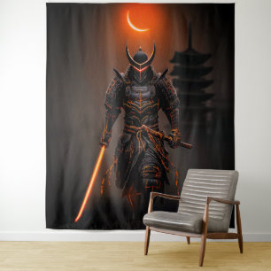 Cyberpunk-Samurai Futuristischer Krieger Wandteppich