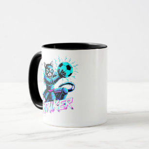 Cyberpunk-Samurai-Katzen-Fußball-Tasse Tasse