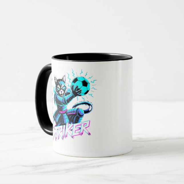 Cyberpunk-Samurai-Katzen-Fußball-Tasse Tasse (Vorderseite Links)