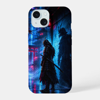 Cyberpunk Samurai Poster – Neon Ronin Shadow iPhone 15 Hülle