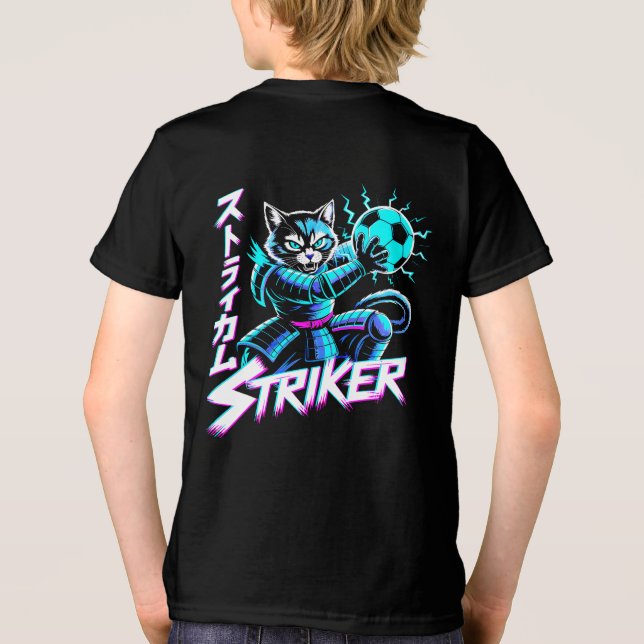 Cyberpunk Samurai Striker Cat For Gamers & Soccer  Tri-Blend Shirt (Rückseite)