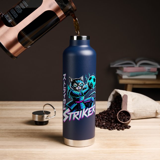 Cyberpunk Samurai Striker For Gamers & Athletes Trinkflasche (Kaffee (gedreht))