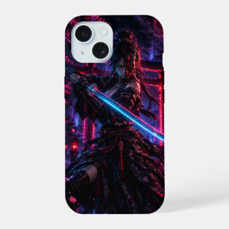 Cyberpunk Samurai Woman – Neon Ronin iPhone 15 Hülle