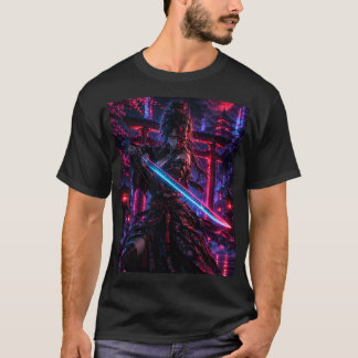 Cyberpunk Samurai Woman – Neon Ronin T-Shirt