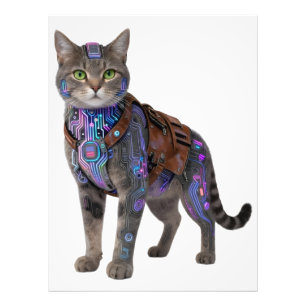 Cyberpunk-Schaltkreis-Katze – Neon-Tech-Biest Fotodruck