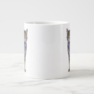 Cyberpunk-Schaltkreis-Katze – Neon-Tech-Biest Jumbo-Tasse