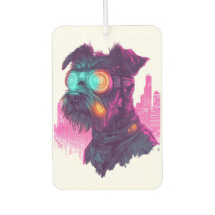 Cyberpunk Schnauzer � Futuristischer Neonhund Autolufterfrischer