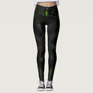 Cyberpunk-Sci-Fi-Mecha-Rüstung - Neon-Grüne Leggin Leggings