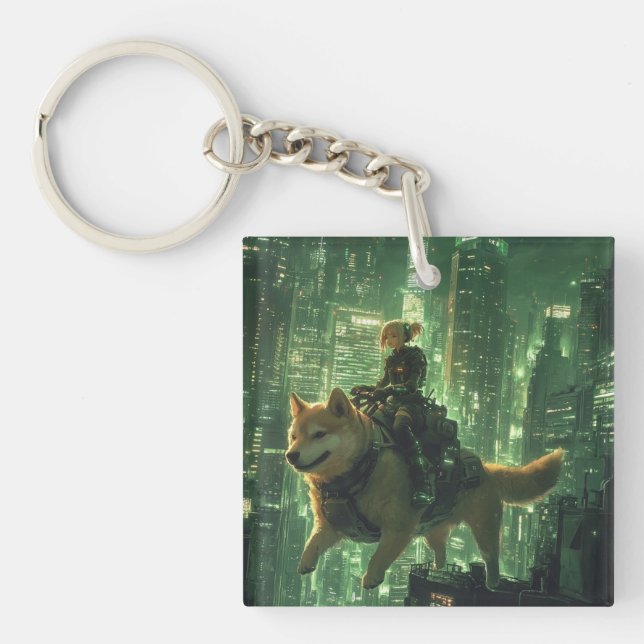 Cyberpunk Shiba Waifu Crypto Schlüsselanhänger (Vorderseite)