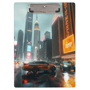 Cyberpunk Skycrapper City Cars Klemmbrett