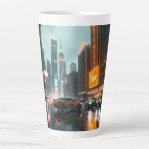 Cyberpunk Skycrapper City Cars Milchtasse