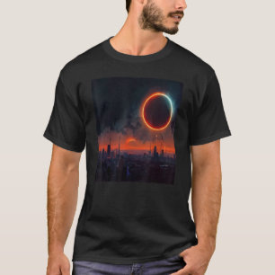 Cyberpunk Sonnenfinsternis Fantasy Welt Stadtlands T-Shirt