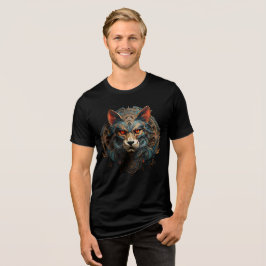 Cyberpunk Steampunk Cat Art Poster Tri-Blend Shirt