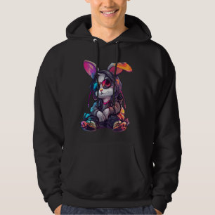 Cyberpunk-Stil Rabbit Kleines Rabbit Niedliches Ki Hoodie