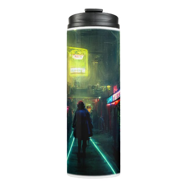 Cyberpunk Street Thermal Tumbler Thermosbecher (Vorderseite)