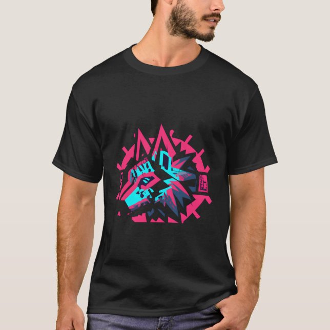 Cyberpunk Style Wolf T-Shirt (Vorderseite)
