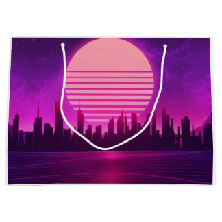 Cyberpunk-Synthwave-Scifi-Rosa Große Geschenktüte
