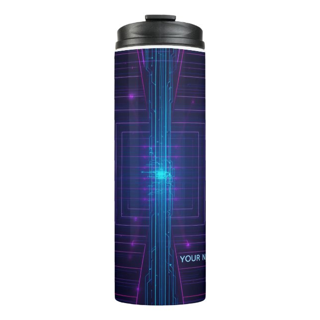 Cyberpunk-Systemzugang Personalisiert Neon  Thermosbecher (Vorderseite)