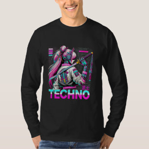 Cyberpunk Techno Gaming Girls Neon Artwork Grafik T-Shirt