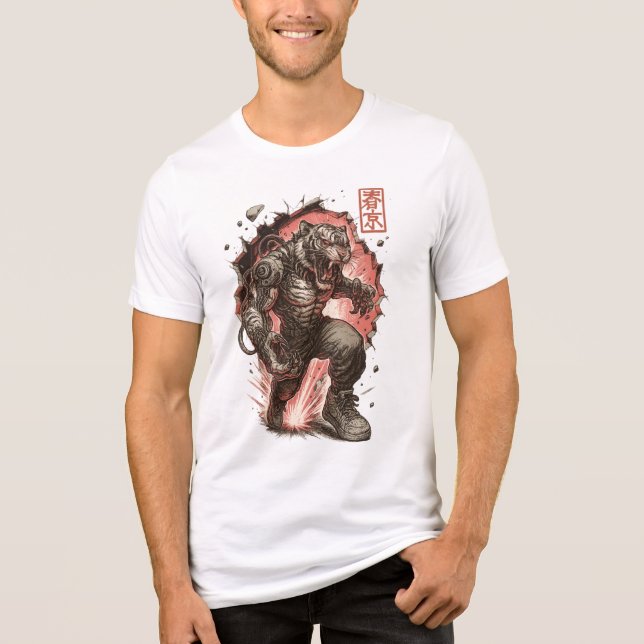 Cyberpunk Tiger (Assassin) Tri-Blend Shirt (Vorderseite)