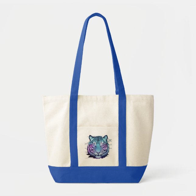Cyberpunk Tiger - Neon Circuit Animal Tote Bag Tragetasche (Vorne)