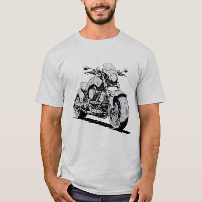 Cyberpunk-Tinte Zeichn eines futuristischen Motorr T-Shirt (Vorderseite)