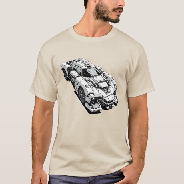 Cyberpunk-Tinte Zeichnend Futuristikwagen T-Shirt (Vorderseite)