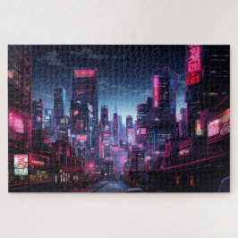 Cyberpunk Tokyo Night Street Puzzle