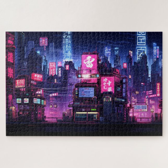 Cyberpunk Tokyo Street Diner Puzzle (Horizontal)