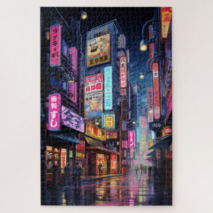 Cyberpunk Tokyo Street Neon Puzzle