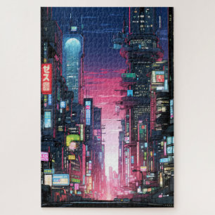 Cyberpunk Tokyo Street Neon Puzzle
