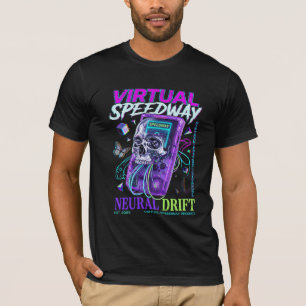 Cyberpunk-Totenkopf-Shirt Virtual Speedway Synthwa T-Shirt