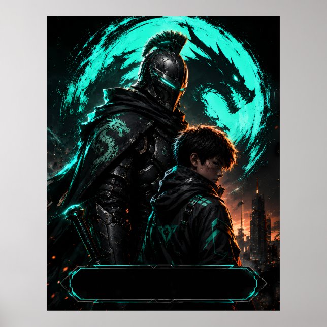 Cyberpunk-Vater-Sohn-Plakat Poster (Vorne)