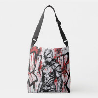 Cyberpunk Warrior Graffiti Crossbody Bag