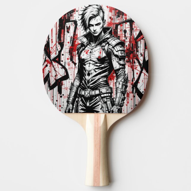 Cyberpunk Warrior Graffiti Ping Pong Paddle - Tischtennis Schläger (Vorderseite)