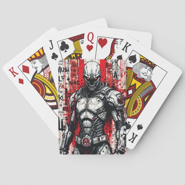 Cyberpunk Warrior Graffiti Spielkarten (Rückseite)
