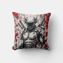 Cyberpunk Warrior Graffiti Throw Kissen