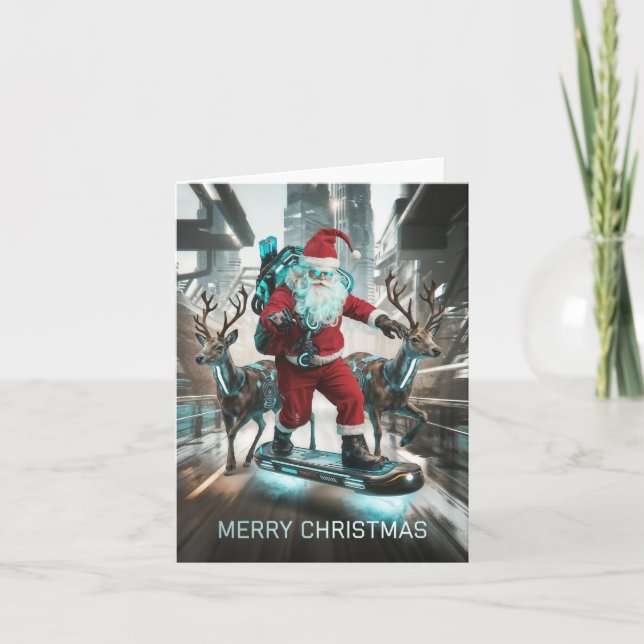 Cyberpunk Weihnachtsmann Karte (Vorderseite)