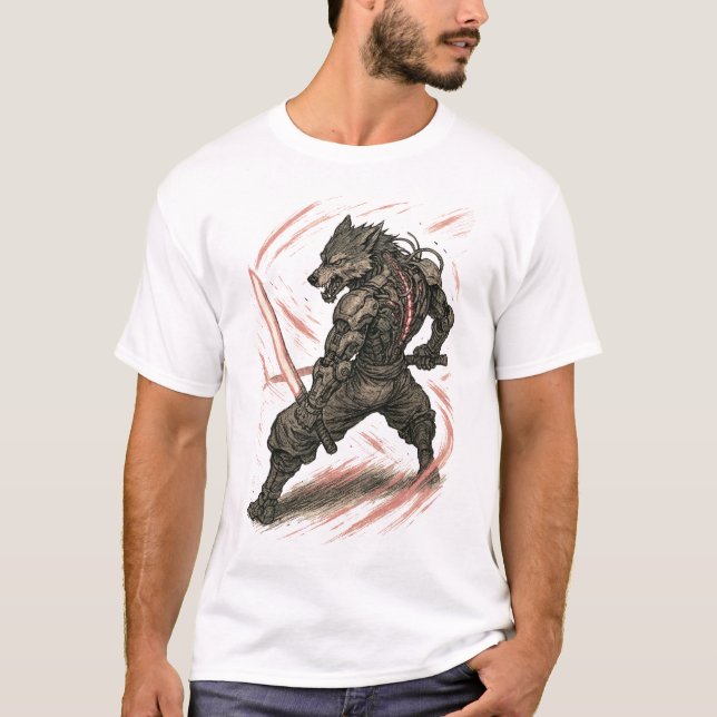 Cyberpunk Wolf (Blade Master) T-Shirt (Vorderseite)