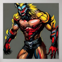 Cyberpunk Wolf Digitale Kunst - Neon Futuristic Wo