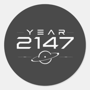 Cyberpunk-Zukunft Jahr 2147 Sci-Fi Retro-Futurismu Runder Aufkleber