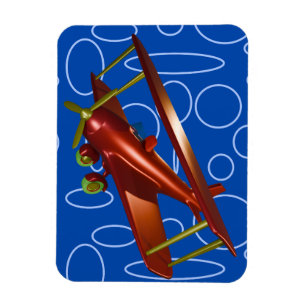 Cyberrote Popcorn Anime Doppeldecker fliegt zwisch Magnet