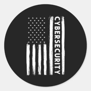 Cybersecurity American Flag Cyber Security Special Runder Aufkleber