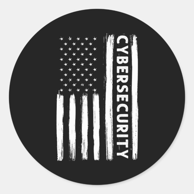 Cybersecurity American Flag Cyber Security Special Runder Aufkleber (Vorderseite)