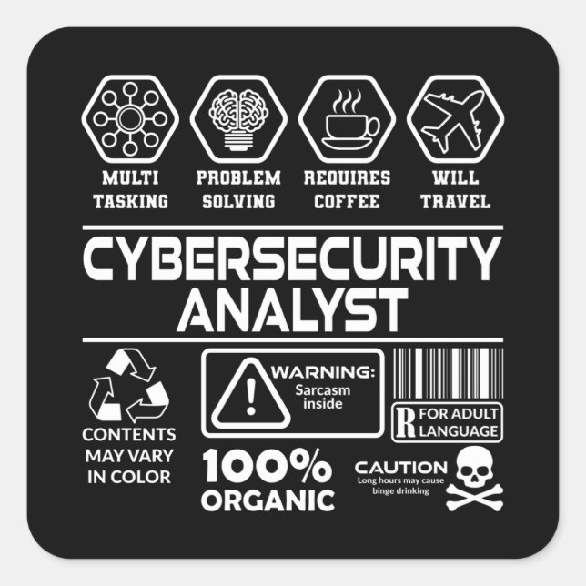 Cybersecurity-Analyst Quadratischer Aufkleber (Vorderseite)