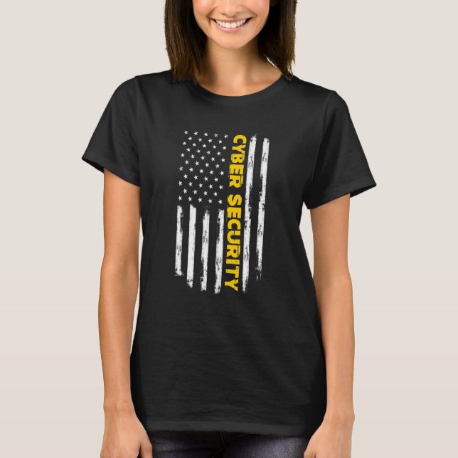 Cybersecurity IT-Programmierer - Vertikale US-Flag T-Shirt (Vorderseite)