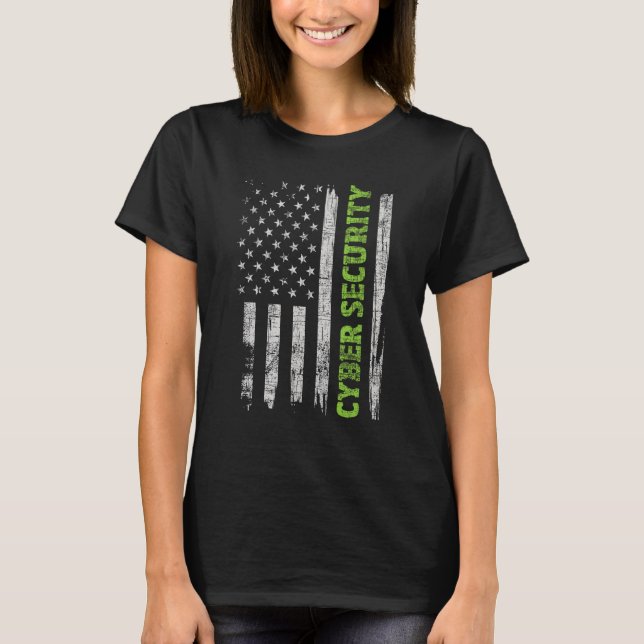 Cybersecurity - USA Flag Computer Engineer Program T-Shirt (Vorderseite)