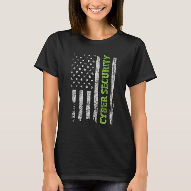 Cybersecurity - USA Flag Computer Engineer Program T-Shirt (Vorderseite)