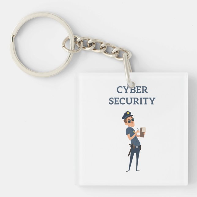 Cybersicherheit: Der Coole Polizist auf Patrol Schlüsselanhänger (Vorderseite)